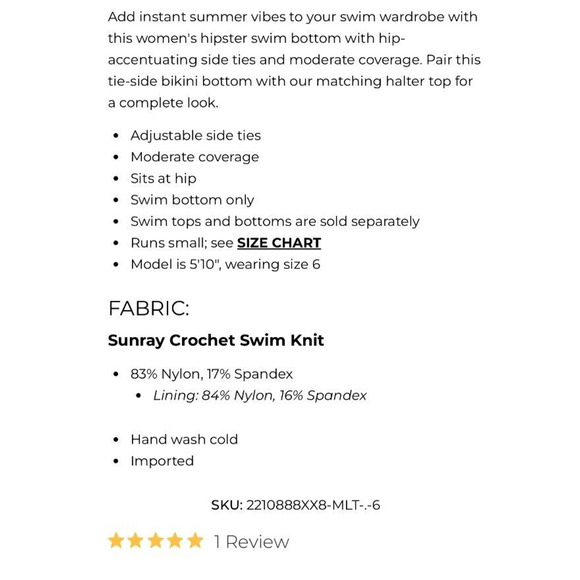 NEW Trina Turk Sunray Chrocet Bikini Swimsuit Bandeau Top Tie Bottoms Size 12 - Picture 7 of 10